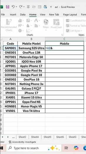 joint cells data in excel | excel trick #excel #excelshorts