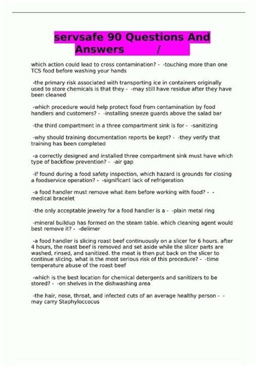 servsafe 90 questions and answers pdf new video