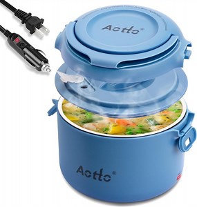 Aotto Electric Lunch Box, 32 oz Portable Heated Lunch Box for Adults, 12V/24V/110V Portable Food Warmer for Car/Truck/Work, BPA-Free, Blue - Walmart.com