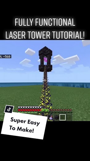 Minecraft EASY Laser Tower Tutorial #minecraft #tipsandtricks #tips #trick #gamingontiktok #minecrafttips #minecrafttricks #minecraftbedrock #fy