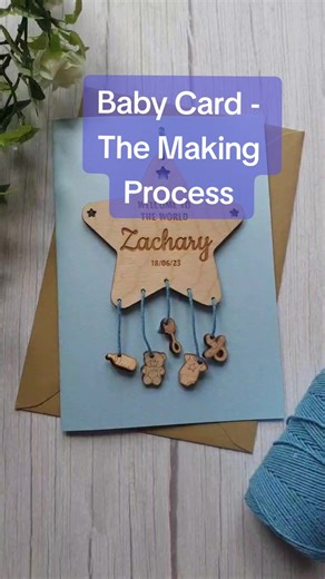 Creating a personalised new baby card which has a wooden keepsake! #lasercut #etsyshop #glowforge #k40laser #smallbusiness #babycard #laserengraved #lasercutting