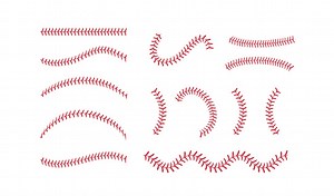 Softball laces set. Baseball ball stripes. Softball Stitches. Vector...