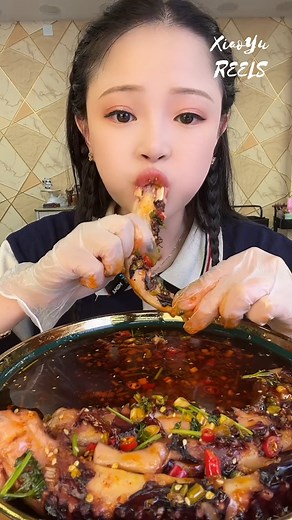 Octopus Leg Eating Delicious🌶🥵 #spicyfood #mukbang #reels #asmr | Xiao Yu ASMR