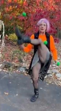 Pamela Pumpkin’s Juggling Halloween Workout 🎃 Funny Fitness Skit #shorts