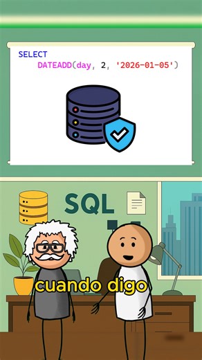 Machine Lerni on Instagram: "Larry descubrió que con DATEADD puede sumar 4 días… pero no sumar avances en sus metas 😅📅 Así funciona DATEADD en SQL: sumas tiempo, aunque tú no hagas nada. Guarda este post y sígueme para más SQL con humor 🎓✨ #SQL #SerieSQL #DATEADD #Data #MundoDeDatos #MachineLerni"