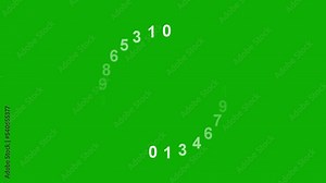 Spinning digital numbers motion graphics with green screen background Stock Video
