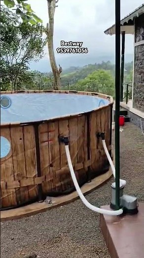 Bestway 16 Ft Round Pool Set. Beautiful wooden design.