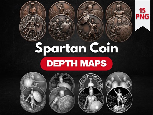 Spartan Coin Depth Map Bundle: 3D Embossing Depth Maps for Laser Engraving (PNG) - Etsy