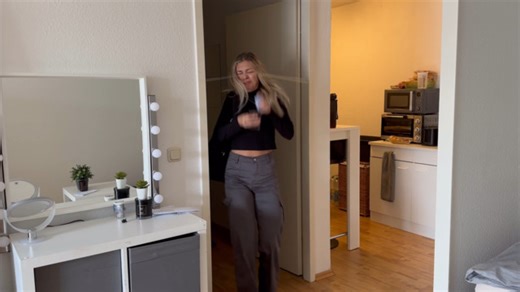 A boyfriend pulled a prank on his girlfriend as she got back home. He stuck a long piece of translucent tape across the doorway she would be entering through. When she came home, she walked into the translucent tape face-first just as planned. | Jukin Copyright Management