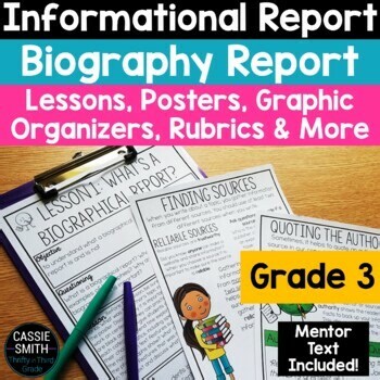 Biography Writing Unit 3rd Grade Graphic Organizer Anchor Charts Research