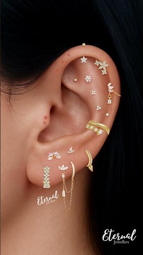 Elegant Gold Ear Curation ✨ | Piercing Stack Inspiration | Eternal Jeweller