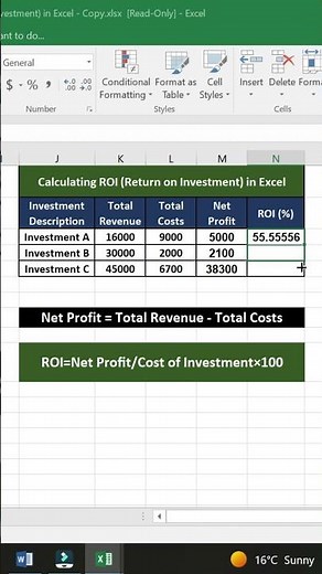 Calculating ROI (Return on Investment) in Excel | Easy Excel Formula Tutorial