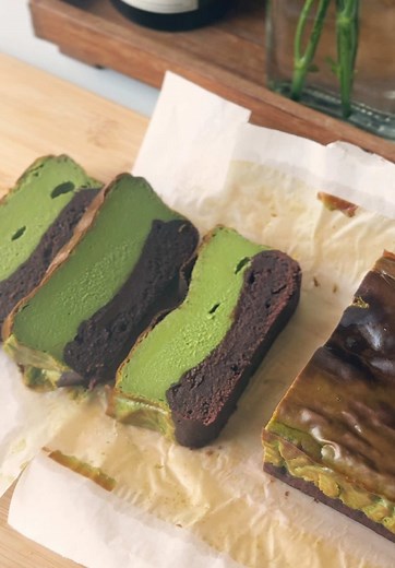 Brownie Matcha Basque Cheesecake Recipe