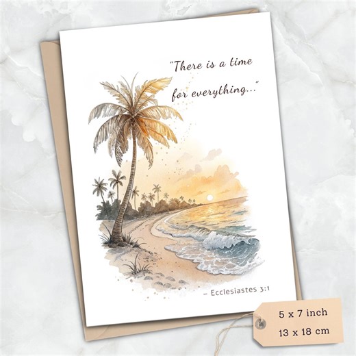 Christian Retirement Card: Bible Verse Beach Sunset (5x7 Inch) - Encouragement, New Beginnings, Inspirational, Motivational - Etsy