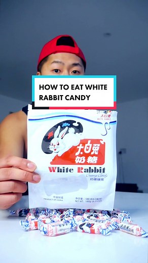 How to eat white rabbit candy sweets. Common mistake i see people do is rip of the glutinuous rice paper. But you dont. Just peel the wrapper and eat the damn sweet. #nutrition #fyp #health #asmr #tastetest