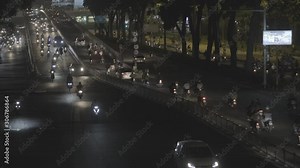 Stock 4k: Traffic in Ho Chi Minh City or Saigon, Vietnam. High-quality free stock video footage of slow moving traffic with lots of motorbike, bus, motorcycles, car... transport on the road in night