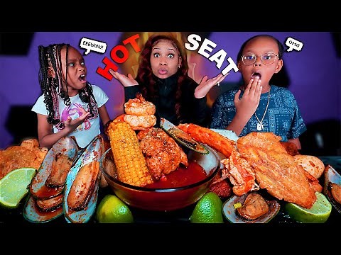 SPICY DESHELLED SEAFOOD BOIL MUKBANG HOT SEAT CHALLENGE with QUEEN BEAST LAYLA & JUJU