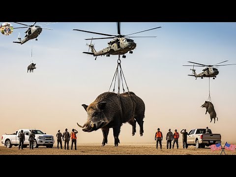 100 Best Giant Wild Boar Shooting Footage, Texas Farmer Deal with Invasive Wild Boar Part 2