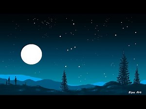 How to draw in computer| Night sky drawing | ms paint tutorial | Microsoft paint | computer painting