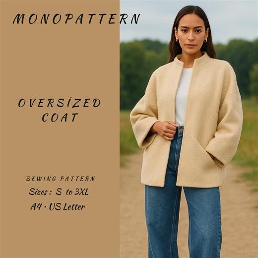 Oversized Wool Coat Sewing Pattern (S-3XL) (PDF) - Etsy
