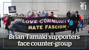Police have stepped in between members of the Brian Tamaki-led Freedom & Rights Coalition and a counter-protest group as they trade verbal blows in Auckland's Domain. | nzherald.co.nz