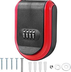 Wall Mount & Magnetic Key Lock Box with 4-Digit Combination Code - Red Heavy-Duty Key Lock Holder, Weatherproof Outdoor Hide-a-Key Box for Home, Car, Office (Universal Fit)