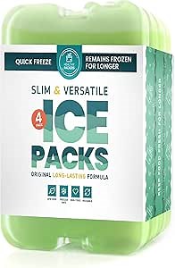 Healthy Packers Reusable Ice Packs for Lunch Boxes - Long Lasting Slim Freezer Packs, Thin Non-Toxic BPA-Free Hard Gel Ice Blocks for Coolers, Kids & Adults Lunch Bags, Travel, Camping, Food Storage