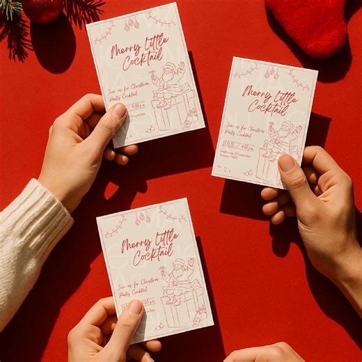 Christmas Cocktail Party Invitation – Editable Canva Template – Modern Holiday Invite – Digital Download - Etsy