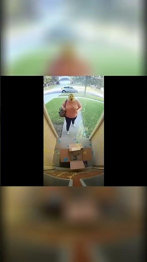 Exploding Package Prank: Blue Powder Nightmare on Snowy Porch! #shorts