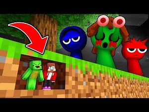 JJ and Mikey Use TINY MOD to HIDE From SPRUNKI in Minecraft - Maizen