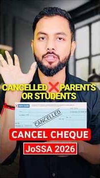 Urgent Info|Cancelled Cheque/Passbook For JoSAA Counselling 2026|Document Required For JoSAA 2026