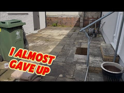 Heavily stained sandstone patio how to get it cleaned #diy #sandstone #grouting #cleaning #lichens
