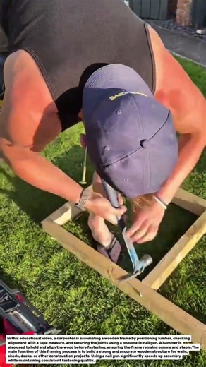 Amazing Wooden Frame Assembly! Fast Framing with Pneumatic Nail Gun and Hammer.