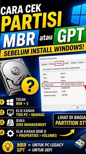 Cara Cek Partisi MBR atau GPT (Sebelum Install Windows!)