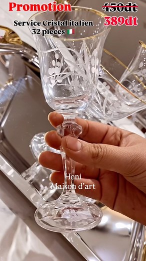 25K views · 224 reactions | promotion service Cristal italien 32 pieces ✨Toujours avec les nouveautés Bienvenue chez Heni maison d’art Pour acheter merci d envoyer Adresse complète Nom et prénom Numéro téléphone  Livraison à domicile sur tout la Tunisie 7d 51 702 121 | Heni Maison D'art | Facebook