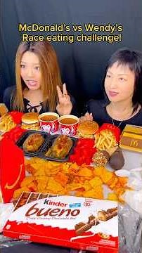 McDonald’s vs Wendy’s race eating challenge! #food #eating #mukbang #mcdonalds #wendys