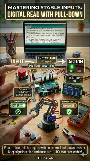 Mastering Stable Input DigitalRead PULLDOWN #arduino #arduinolove #arduinoproject