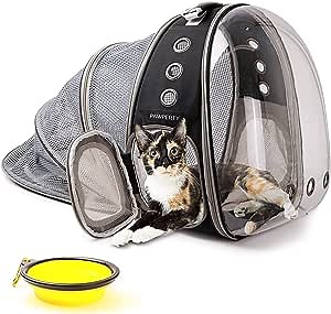 Cat Bubble Backpack - Expandable Pet Carrier Backpack for Hands-Free Travel/Hiking - Airline Approved So Your Pets Can Ride in Style - Clear Capsule View of Your Puppy - Kitten - Mochila para Gatos
