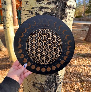 Moon Phases Grid, Healing Crystals, Flower of Life Crystal Grid, Altar Decoration, Crystal Grid - Etsy