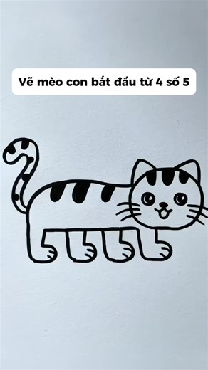 Cách Vẽ Con Mèo Đơn Giản Bằng 4 Số 5