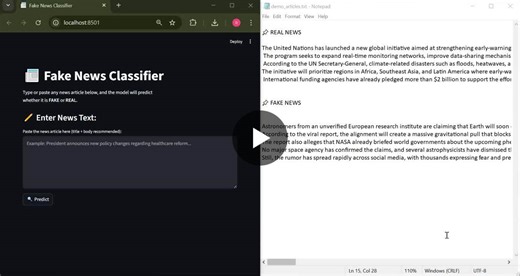 🚀 New Project Completed — Fake News Classifier (NLP) I just built and deployed an end-to-end NLP system capable of classifying news articles as FAKE vs REAL using a powerful combination of TF-IDF +… | Omar Hatem Mohamed