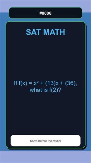 SAT Math Questions Practice #0006 | Quadratic Equations | Medium