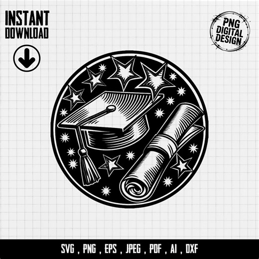 Graduation Svg Bundle Digital Download, Graduation Cap Diploma Stars Cut File, Class of Png Eps Ai Dxf, Graduate Senior Cricut Design - Etsy