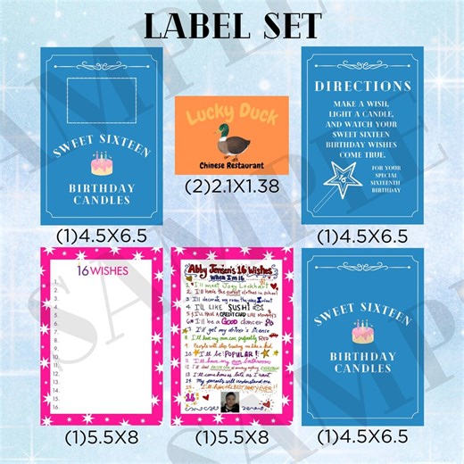 16 Wishes Candles Box Label Set, Wish Lists Labels Set, 16 Wishes Movie, 16 Wishes Candle Box, Number Candles, Printed Label Set, DIY BOX - Etsy