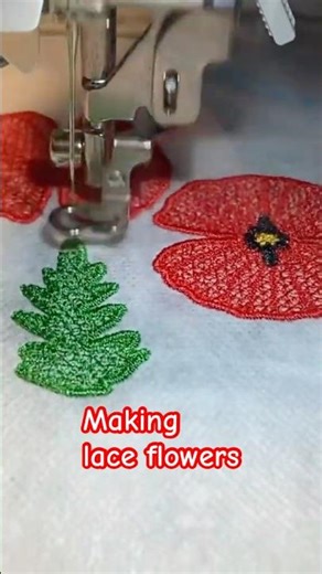Poppy Flowers, machine embroidery lace