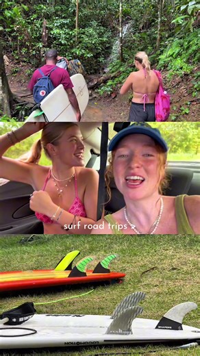 ROAD TRIP ANYONE?🌎🚗🇧🇷Honestly it’s been such a vibe waking up early every morning to get some good surf💖 we are having the most fun learning more and more every day 🤍 Obrigada itacare we love youuuu. (PS this is Praia do engenhoca🌴🌟) instas Jaxoncastellan & willowcastellan LINK FOR YOOTUB IN BIO #traveltok #sisters #roadtrip #brasiltravel #itacare