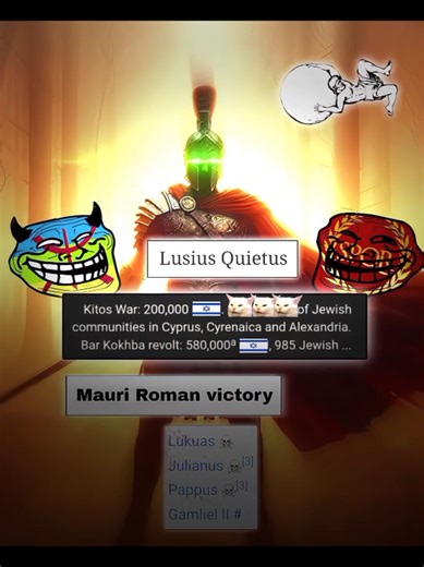 Lusius quietus 🇲🇦ⵣ🐐 580K - Kebab 🥙 Canaanites Kitos War 116–117 AD . . Not enough there's more kebab 🥙 No hate we are talking about historical events Let us live in peace I love TikTok 🥰 the best company in the world #morocco #amazigh #africa #Moors🇲🇦ⵣ #moors #Lusiusquietus🇲🇦ⵣ #moorish #mauri🇲🇦ⵣ #Moorish🇲🇦ⵣ #Roman #Jews #Italy #Levant #arab #arabtiktok #Jordan #Palestine #Israel #Syria #Lebanon #Cyprus #Iraq #SaudiArabia #UAE #based #history #meme #f #foryoupage