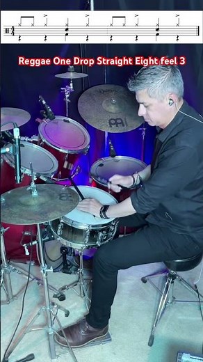 Reggae drumming One Drop Straight Eight feel variation 3 #drumming #reggae #drums