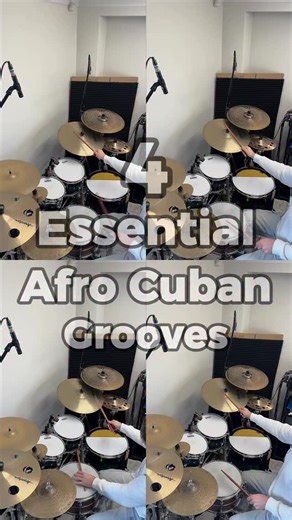 Sam | All Things Drums! on Instagram: "My 4 Essential Afro Cuban Grooves 🥁✨ Whether you’re a working drummer or just wanting to dig deeper into Afro Cuban rhythms, these grooves are must-knows: ✅ Songo ✅ Mozambique ✅ Mambo ✅ Nanigo (6/8) I’ve posted full step-by-step breakdown lessons of these grooves (and more) inside my Skool community — hit the link in my bio to join in 🔗🔥 Also rocking the 16” @mister_muff on the floor tom and @rohema 5B Fusion sticks (loving these 🙌). Which one of these 