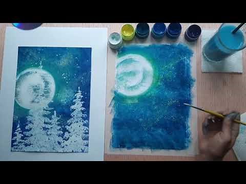 Видеоурок по Изо для детей начальных классов. Пейзаж гуашью " Волшебство зимнего леса"